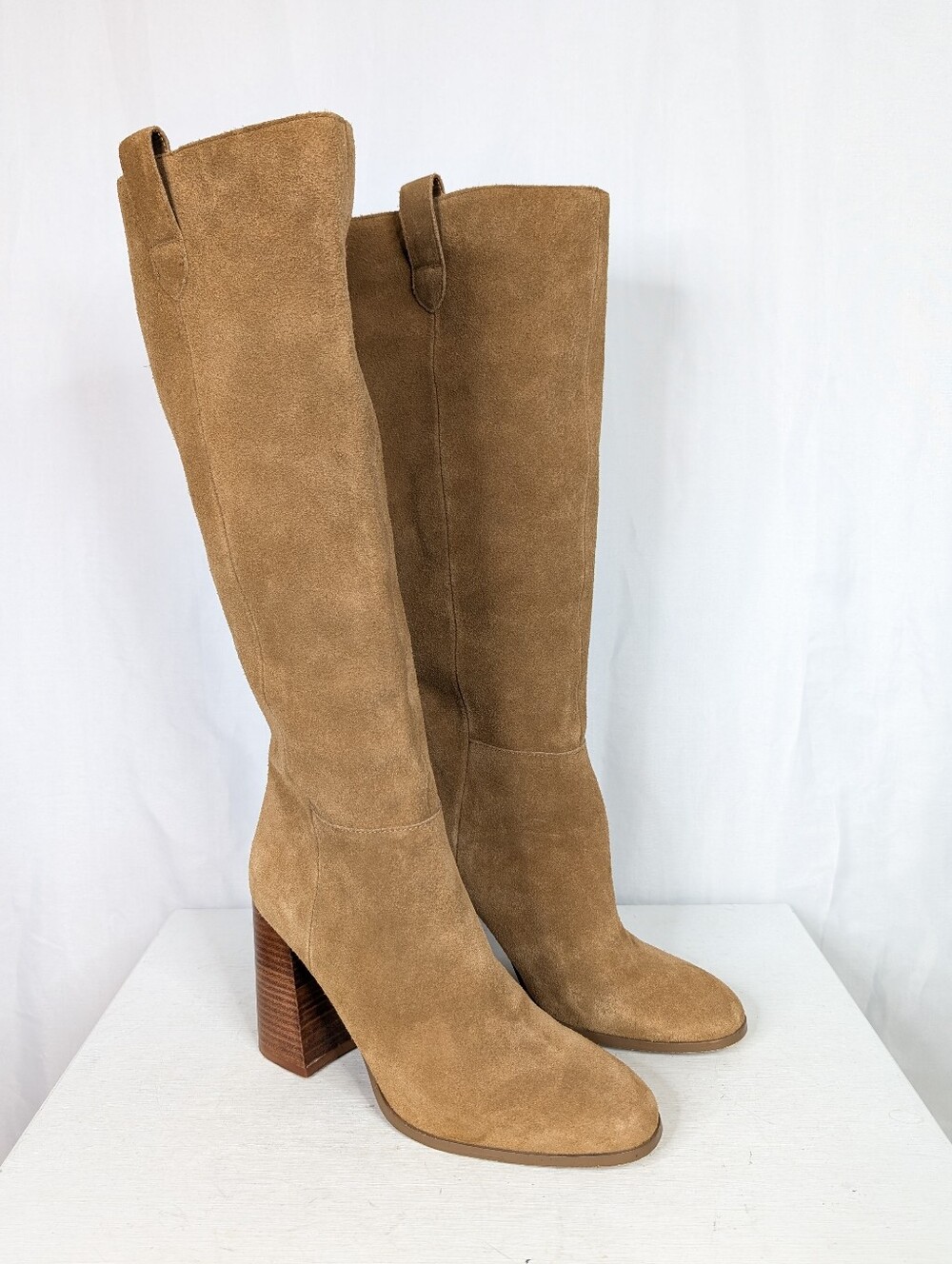 Steve Madden August Suede Leather Stacked Block Heel Knee High Boots - Size 8